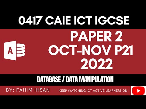 Igcse Ict 0417 || P22 || 2022 || Oct - Nov || Database