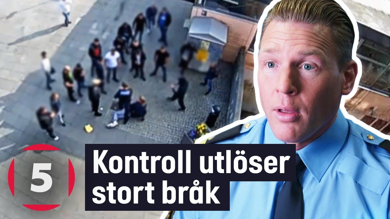 Stort aggressivt gäng bråkar med polisen | Fångat på polisens kamera | Kanal 5 Sverige