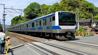 E501系代走E531系基本編成古鍛冶町踏切走行シーン