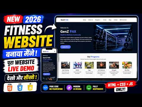 🔥 Fitness Website Banaya Mene 😱 | HTML CSS JS Only 💻 Full Live Demo 2026 |Neat And Clean Clear Code
