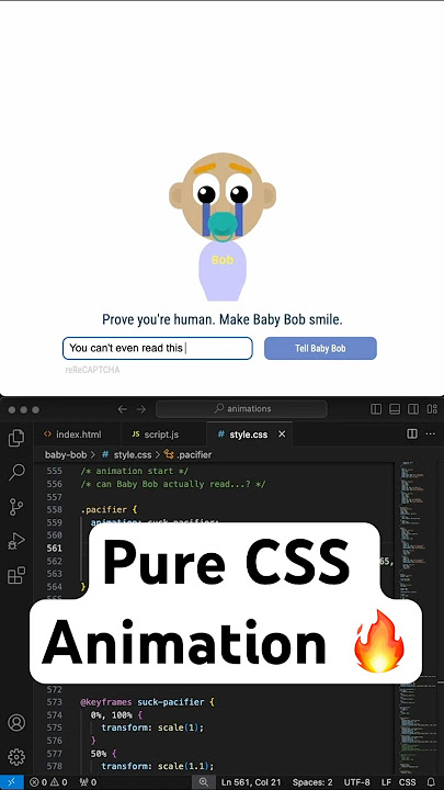 Make Baby Bob Smile CAPTCHA CSS Animation
