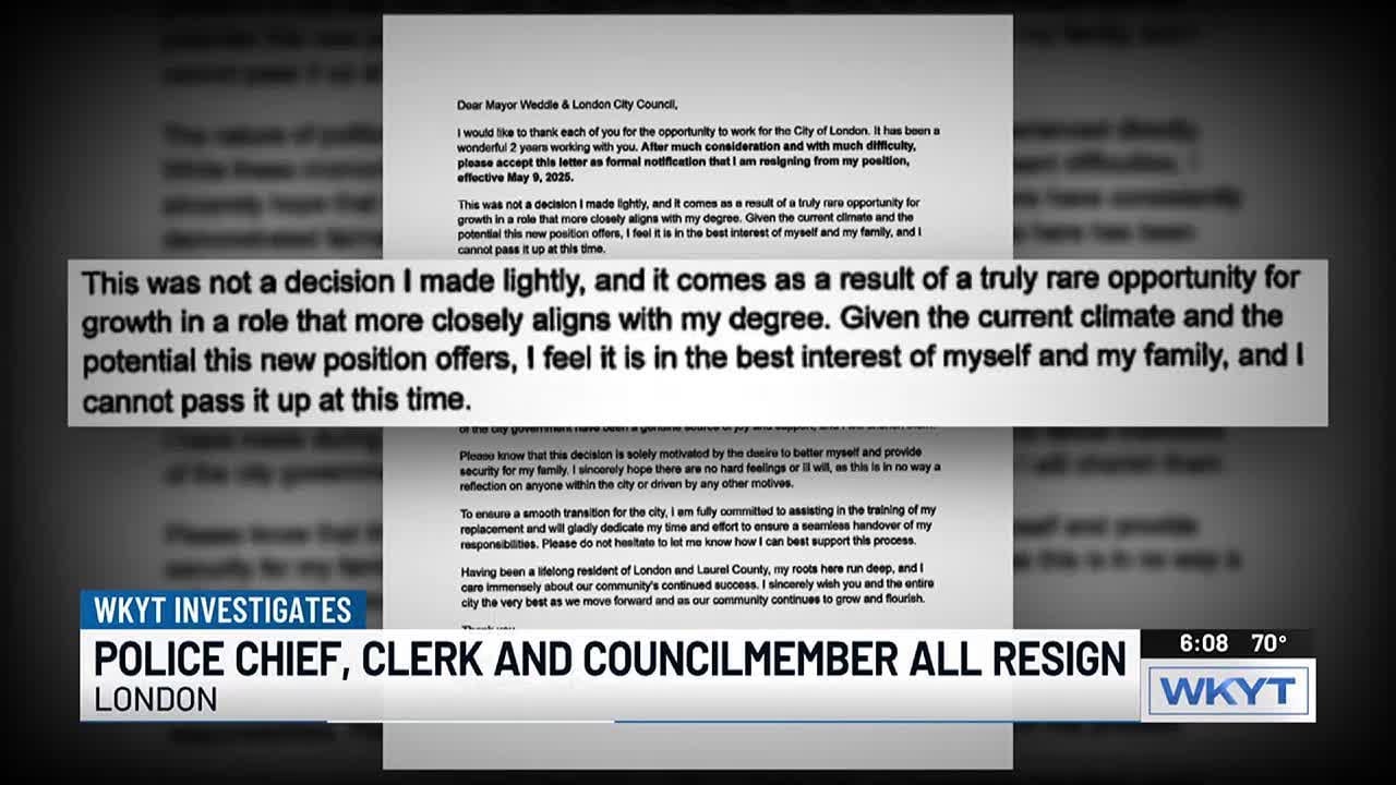 WKYT Investigates: London police chief, clerk and councilmember abruptly resign
