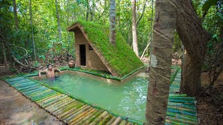 Build The Most rarity Villa house around with Beautiful Bamboo Swimming Pool by ancient skills