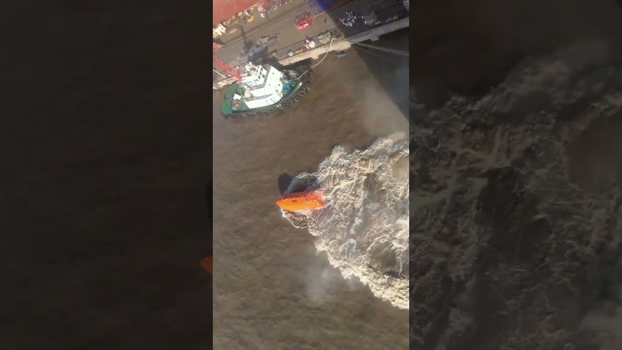 Lifeboat Launch from a Ship – Training Exercise at the Port