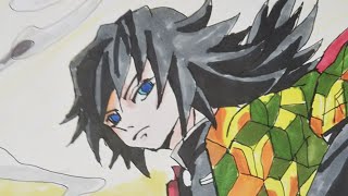 鬼滅の刃 富岡義勇イラスト 描いてみた Illustration Kimetunoyaiba Youtube