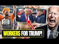 Trump shocks new york city throws campaign rally in streets of downtown manhattan workers cheer