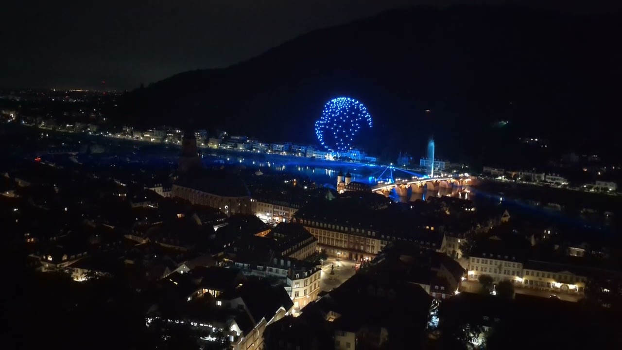 Drohnenshow Heidelberg vom Schloss aus – Blick über Heidelberg