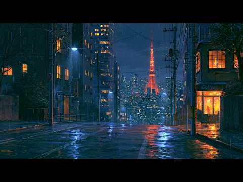 Rainy Night in Tokyo — Tokyo Tower & Empty Streets 🗼 Lofi Beats to Study & Focus | 2 Hour Mix