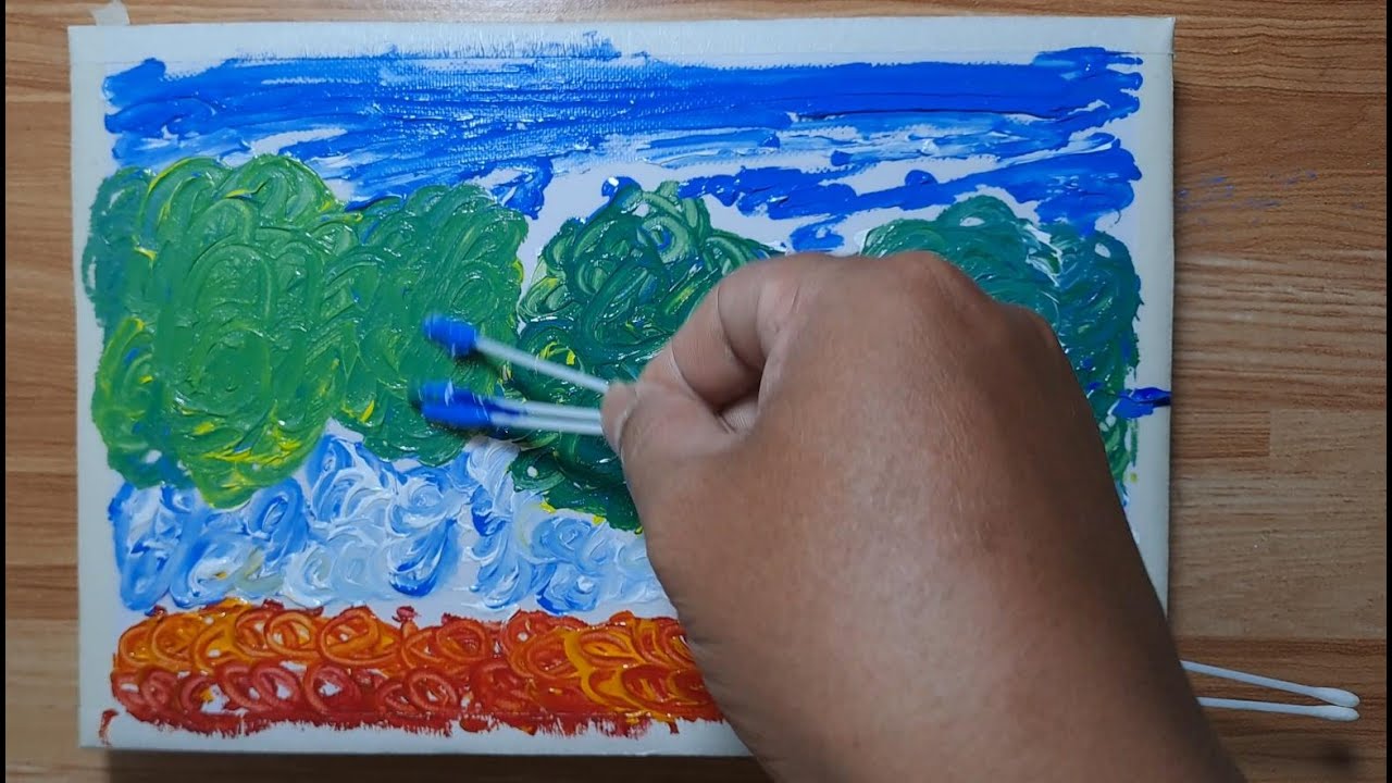 Painting with a cotton swab Painting with cotton swabs is easy
