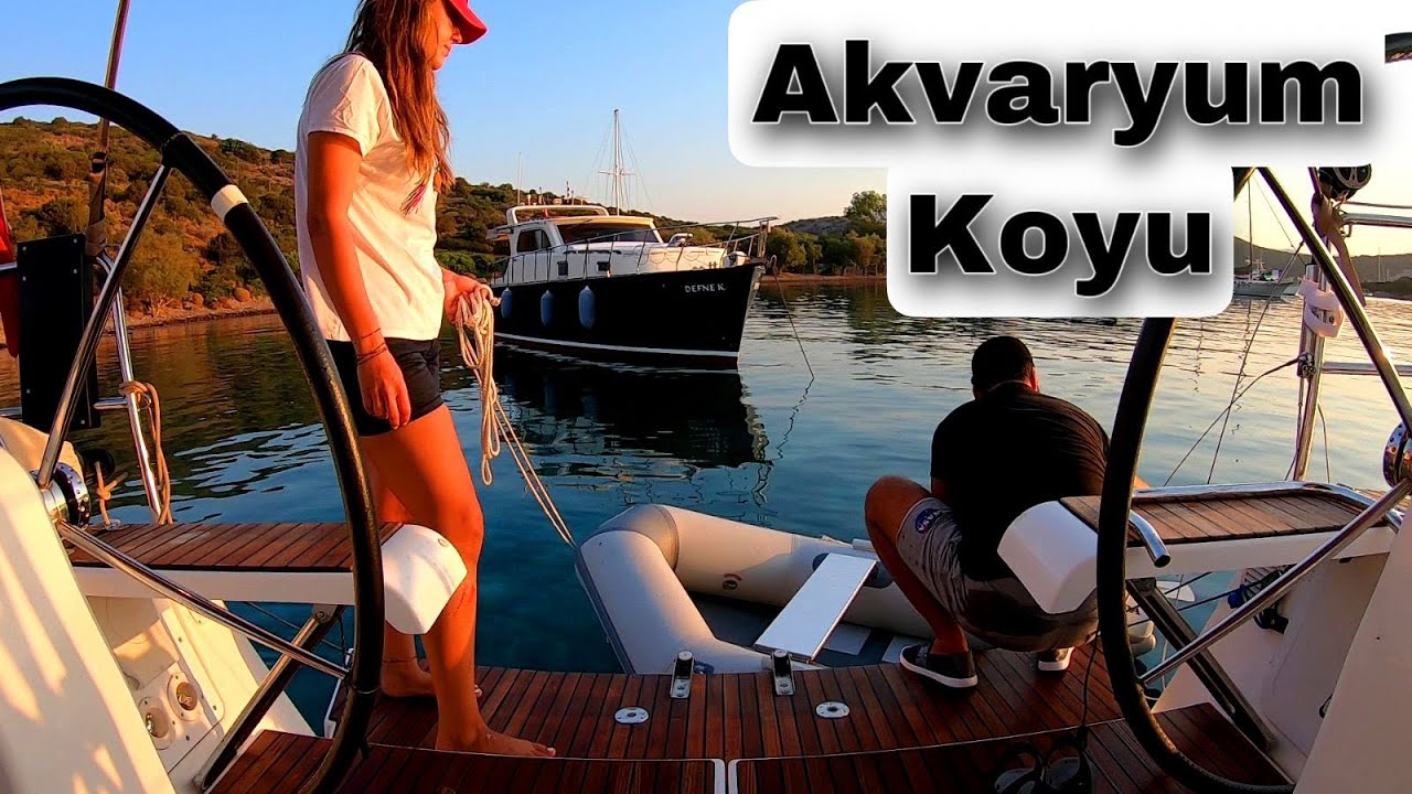 Yelkenli Tekne ile Akvaryum Koyu   Bodrum   Kıç Halatlarını Çözme    (Sailing Turkey) DENİZDE