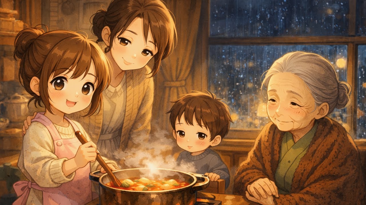🌧️ Rainy Night Soup 🍲 | Cozy Ghibli-Style Cooking ASMR