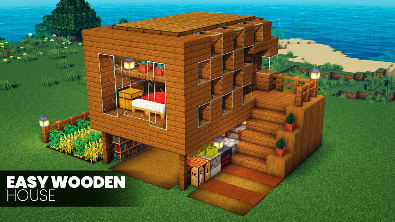 ⛏️ Minecraft Build Tutorial 🌲 Survival Wooden House - YouTube
