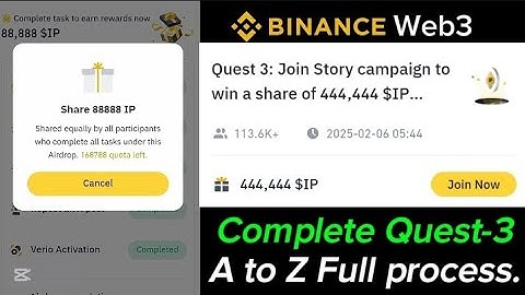 Binance Web3 Airdrop complete Quest 3 | Story Campaign | Win $IP tokens
