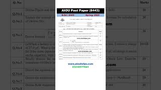 6443 B.Ed Spring 2025 AIOU Past Paper #AIOU #AIOUHELPS #AIOUPastPapers #BEd #BEdPastPaper #6443