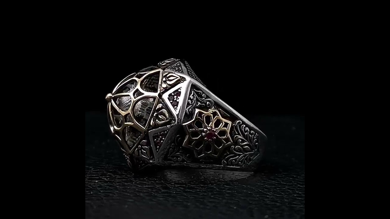 Muslim Mens Religious Ring Mosque Engraved Islamic Jewelry