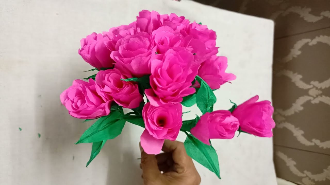 Crape Paper FlowersHome Decor IdeasFlowers Craft YouTube