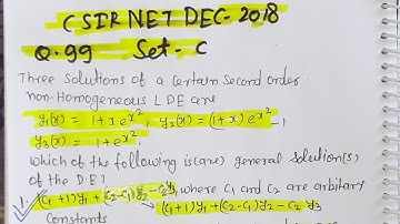 CSIR NET DEC 2018 Q.99 SET-C MATHS SOLUTION | DIfferential Equation  of CSIR NET DEC 2018