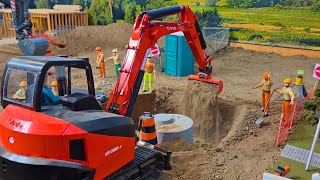 Amazing Road Repair With Custom RC Kubota KX080 And RC Dozer Backfilling This RC Construction Site!!