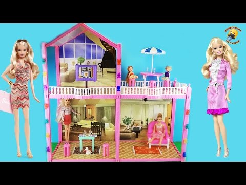Домик для кукол Барби и других. Двухэтажный с мебелью / Doll house with furniture, Barbie