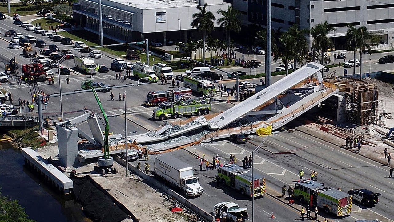 Miami pedestrian bridge collapses, killing several people, crushing cars