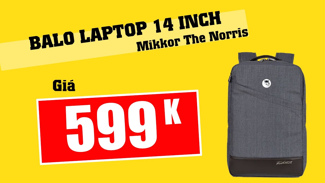 Balo laptop 14 inch Mikkor The Norris (Dark Mouse Grey), balo laptop giá rẻ Hà Nội 