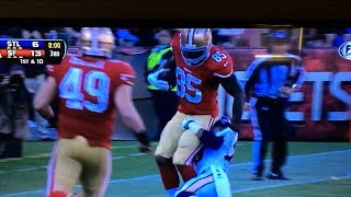 49ers Vernon Davis painfully pulled down and tackled by his junk