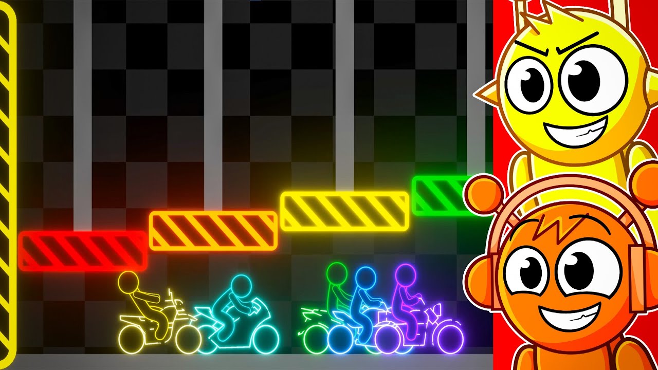 Реакция Sprunki на неоновую гонку на выживание Shutter Crush!