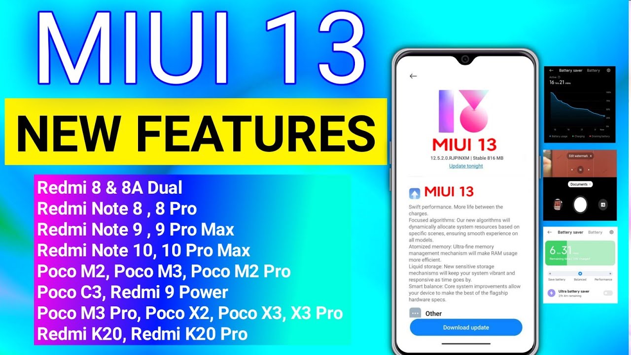 😱Miui 13 New Update, Redmi 8 & 8A Dual, Poco X3 Pro, Note 9/10 
