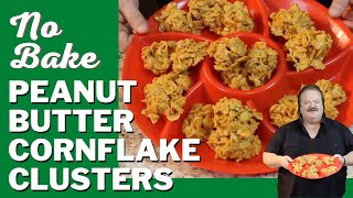 Peanut Butter Cornflake Cookie Clusters | No Bake  4 Ingredients!