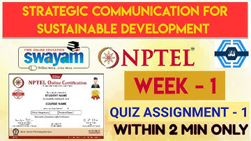 Strategic Communication For Sustainable Development Week 1 Quiz Assignment Solution | NPTEL 2023 |