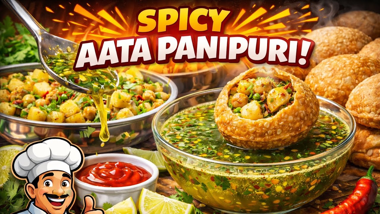 Spicy Aata Panipuri | Crispy Whole Wheat Golgappa with Teekha Pani & Aloo Filling