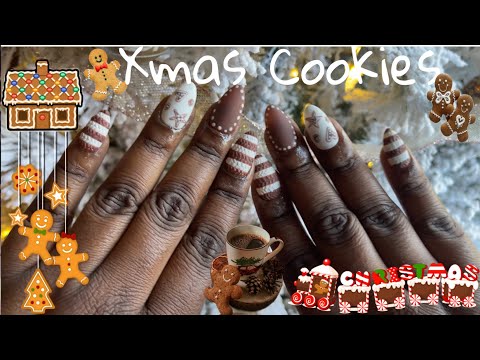 Short Almond Christmas Cookie Nail design | Press On Nails | Day 3 Xmas Special