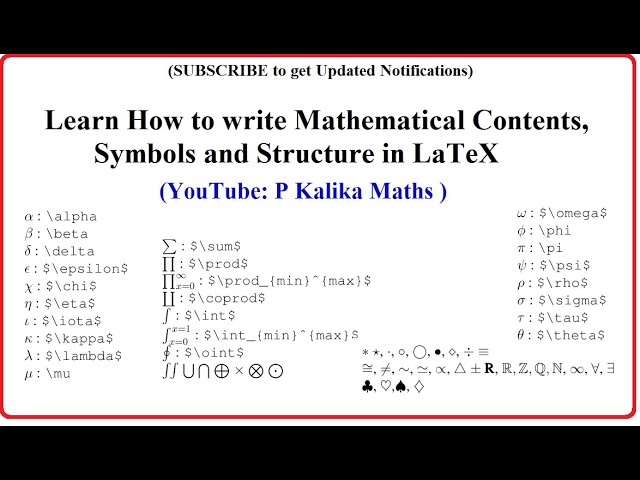 gras Of later Boodschapper How to write Mathematical Contents, Symbols & Structure in LaTeX || Same  Applies on Overleaf - YouTube