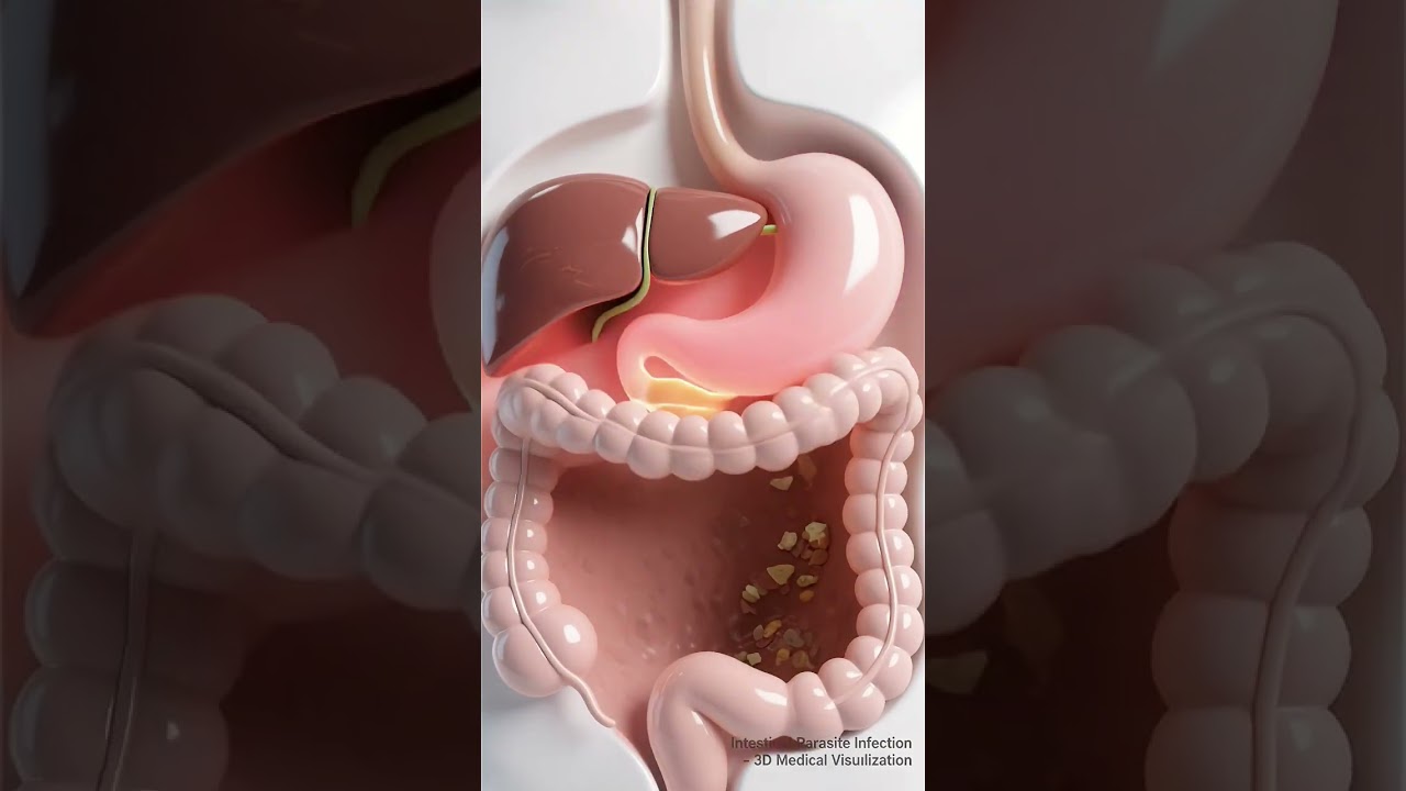 3D Human Digestion Animation with Parasite Movement | Educational Anatomy Visual