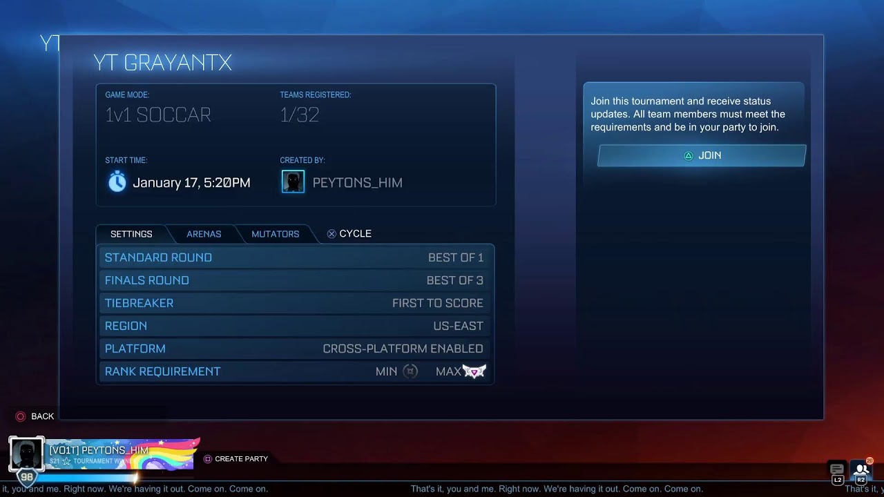 Rocket league hosting tournaments