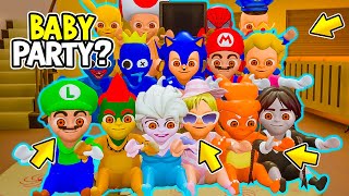 ULTRA SUPER PARTY but BABY Police, Mario, Princess, Sonic | Awesome Experiments Baby In Yellow