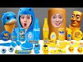 青い食べ物VS黄色い食べ物チャレンジ|ASMRモッパン デザートゼリー トララレロトラララ VS トゥントゥンサフル