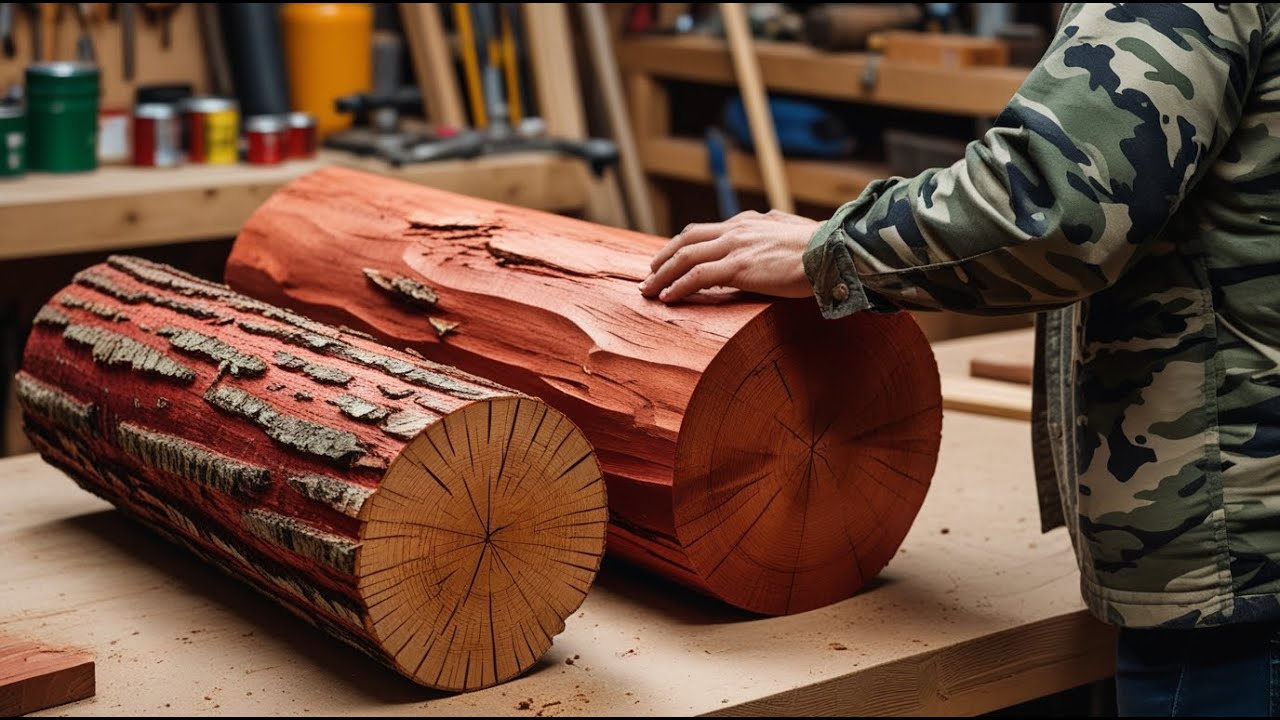 Rustic Meets Modern: Upcycling Logs into a Stunning Patio Table