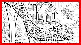 Color by Number Magical Fairy Cottage in Jeweled Shoe Color Oasis #coloring #relaxmindgames screenshot 4