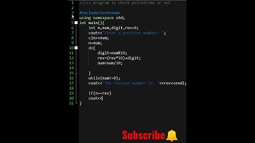 check palindrome or not  cpp programming #shorts #coding #ytshorts #programming #short #hashcoder