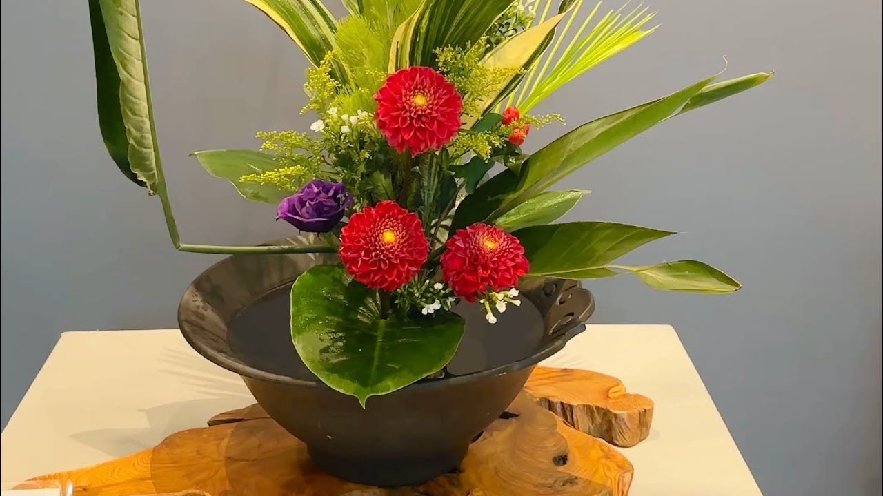 中式插花艺术之碗花| Chinese Floral Art- Bowl Arrangement - YouTube