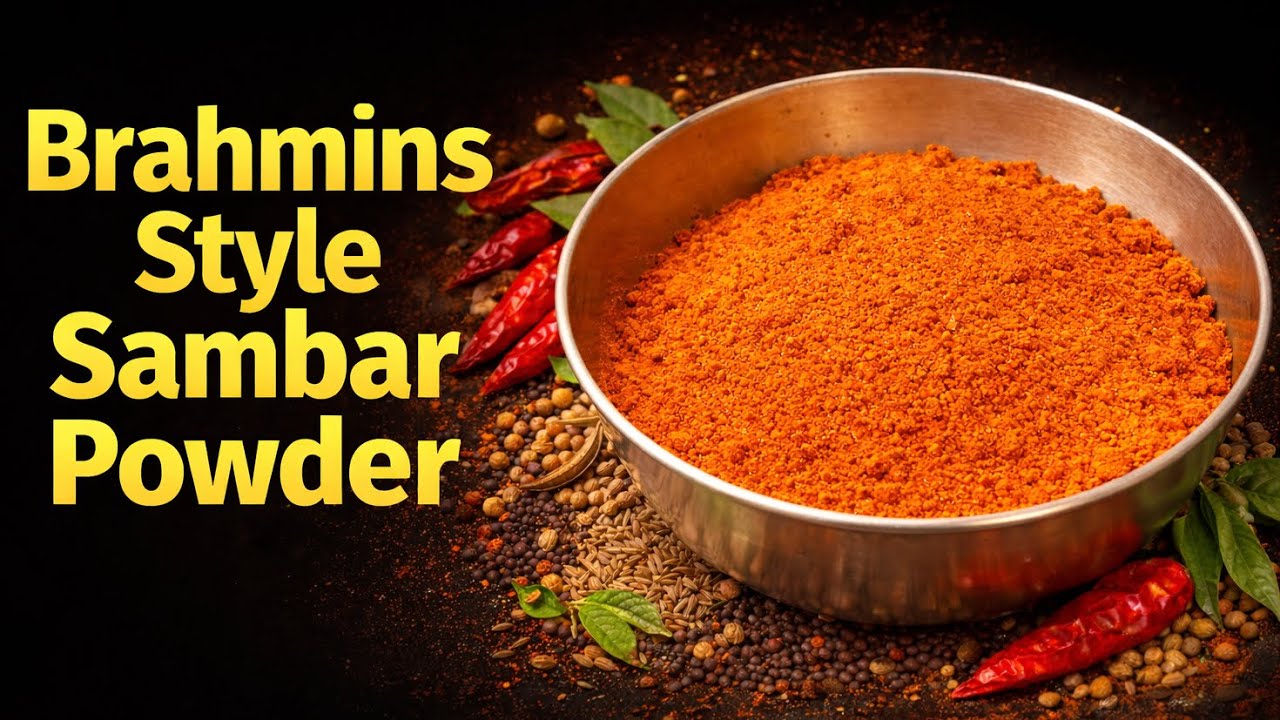 Brahmins style sambar powder recipe | How to make sambar pudi | huli pudi in Kannada 👌