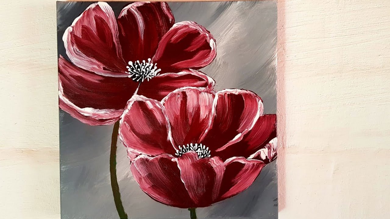 Blumen Malen Acryl für Anfänger - Flowers Acrylic Painting for Beginners -  YouTube
