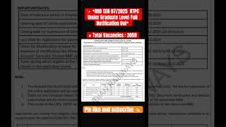 ✅RRB NTPC Recruitment 2025 | New Vacancy 2025 | NTPC new vacancy 2025 notification out#shorts #viral