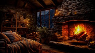 Cozy Winter Ambience for Reading with a Fireplace, Snowfall and Blizzard Sounds