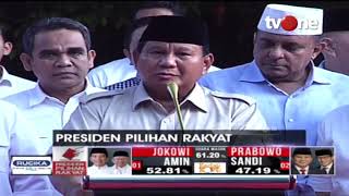 Konferensi Pers Prabowo Subianto Tanggapi Hasil Hitung Cepat Pilpres 2019