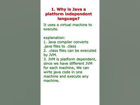 Interview questions 1.Why is java platform independent language? - YouTube