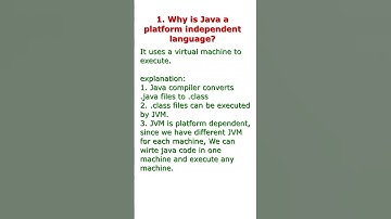 Interview questions  1.Why is java platform independent language?