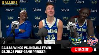 Arike Ogunbowale, Jessica Shepard, Awak Kuier: Dallas Wings Postgame Presser | vs. Fever | 08.20.26