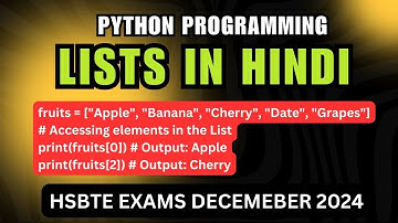 Python Lists in Hindi | HSBTE Polytechnic Students Guide #hsbte #msbte